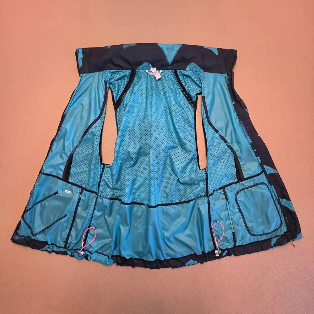 Lululemon Pack-It Sleeveless Running Vest Peacock Blue Teal Sz 6 Stowable Hood